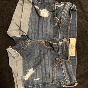 Ripped Dark Jean Shorts